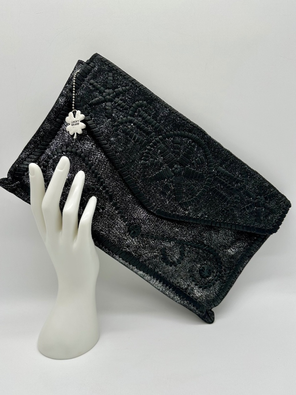 Lucky Brand Clutch Silverlake Shimmer Cowhide Finish Envelope Style